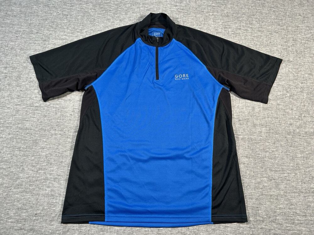 Gore Bike Wear Cycling Jersey Mens Extra Large Black Blue Short Sleeve 1/4-Zip